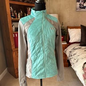 North Face down poly blend warm up jacket.